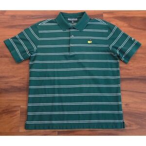Masters Collection Mens Green White Striped Pima Cotton Golf Polo Shirt Large